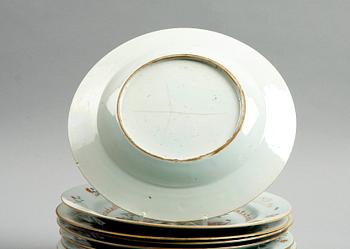 TALLRIKAR, 6+2+1 st, porslin, Kina, Qianlong, 1700-tal.