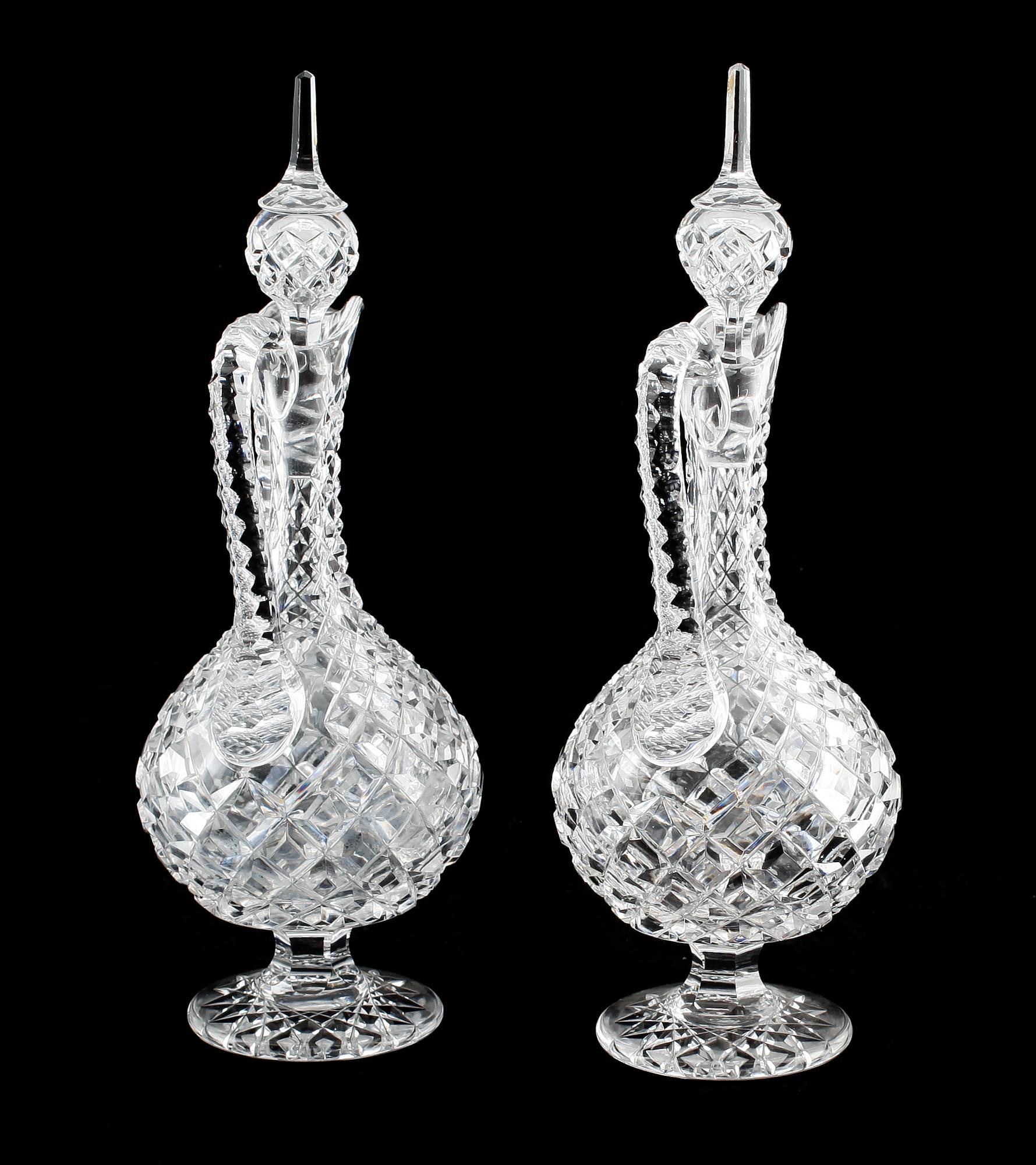 VINKARAFFER, 1 par, glas, 1900-talets mitt.