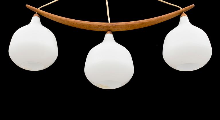A teak and ceiling lamp by Uno & Östen Kristiansson, Luxus, Vittsjö.