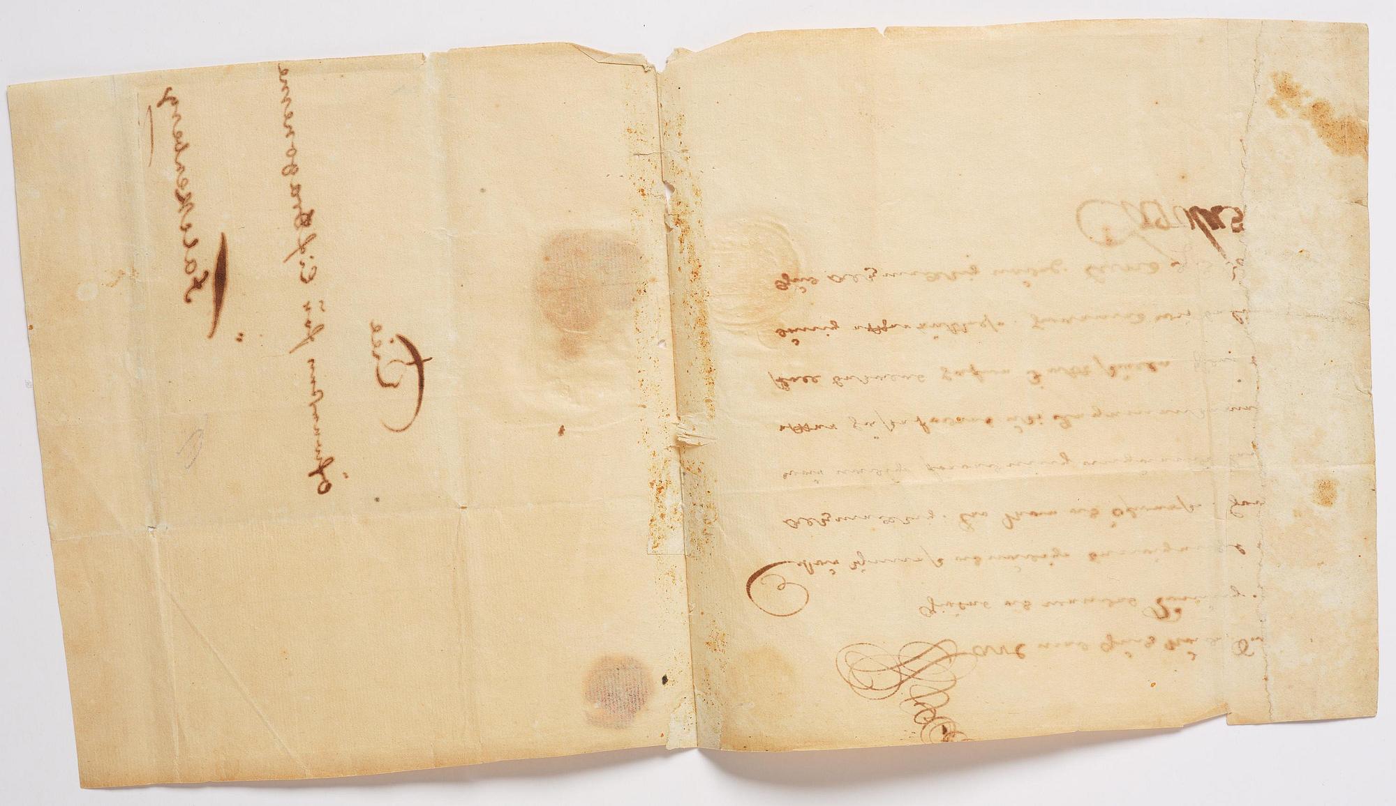 Karl XII, handwritten letter presumably to Colonel Henrik Falkenberg of Bålby, dated Lund 3 Jan 1718.