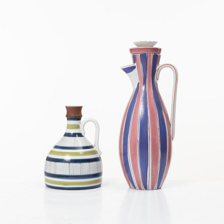 Stig Lindberg, Two faience jugs, Gustavsberg Studio.