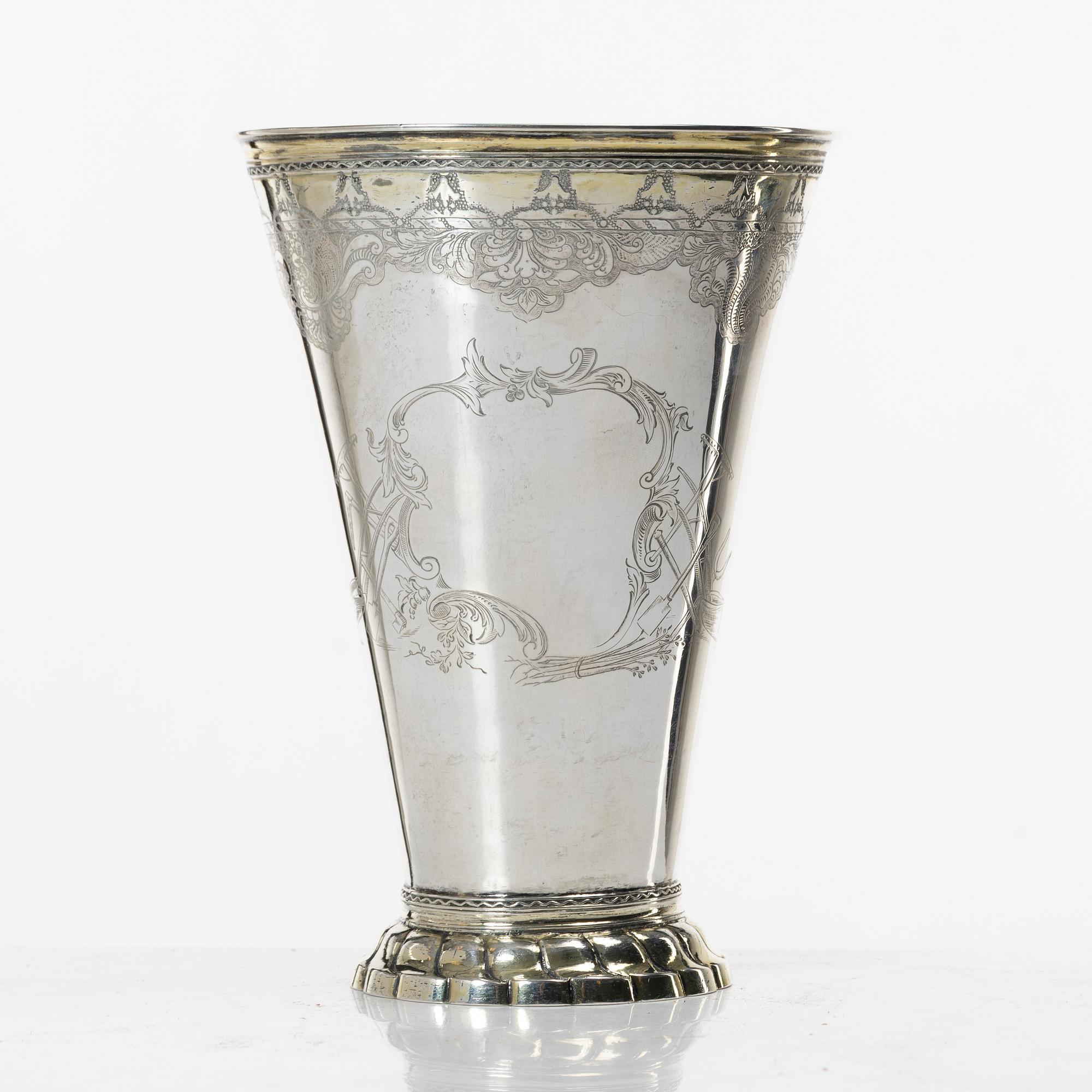 A Swedish parcel gilt silver beaker, mark of Lorens Stabeus, Stockholm 1753.