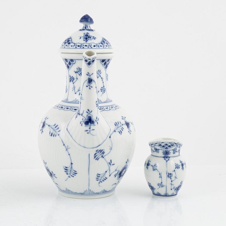 A 26-piece porcelain coffee sevice, half lace 'Musselmalet', Royal Copenhagen, Denmark.