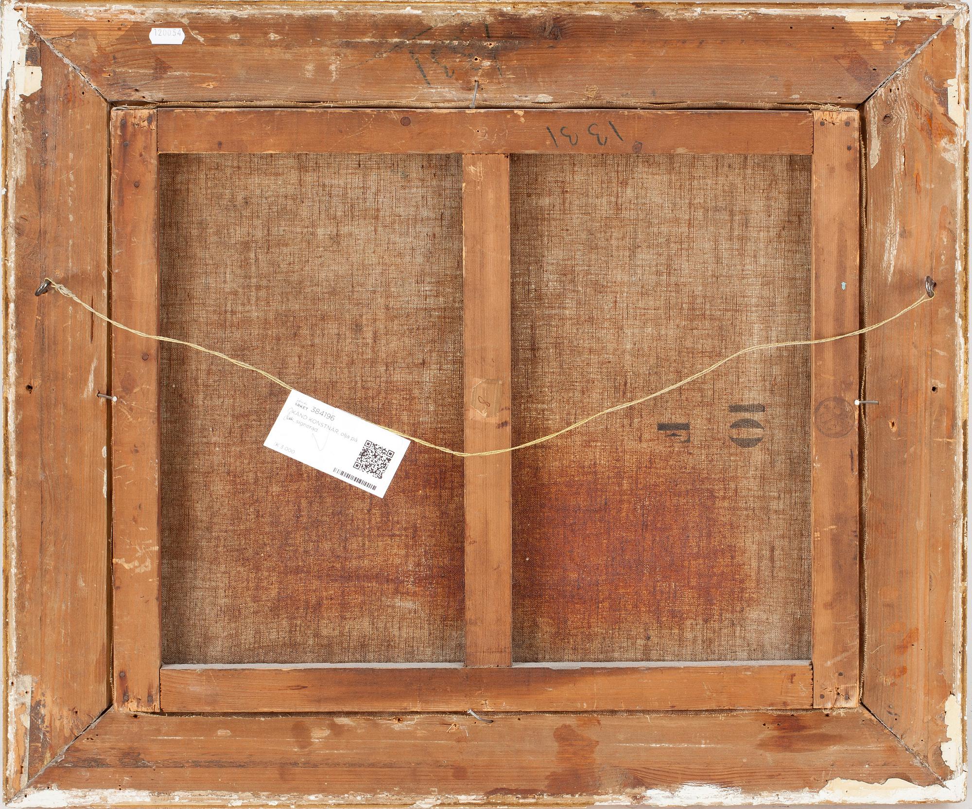 OKÄND KONSTNÄR, olja på duk, otydligt signerad, 18/1900-tal.