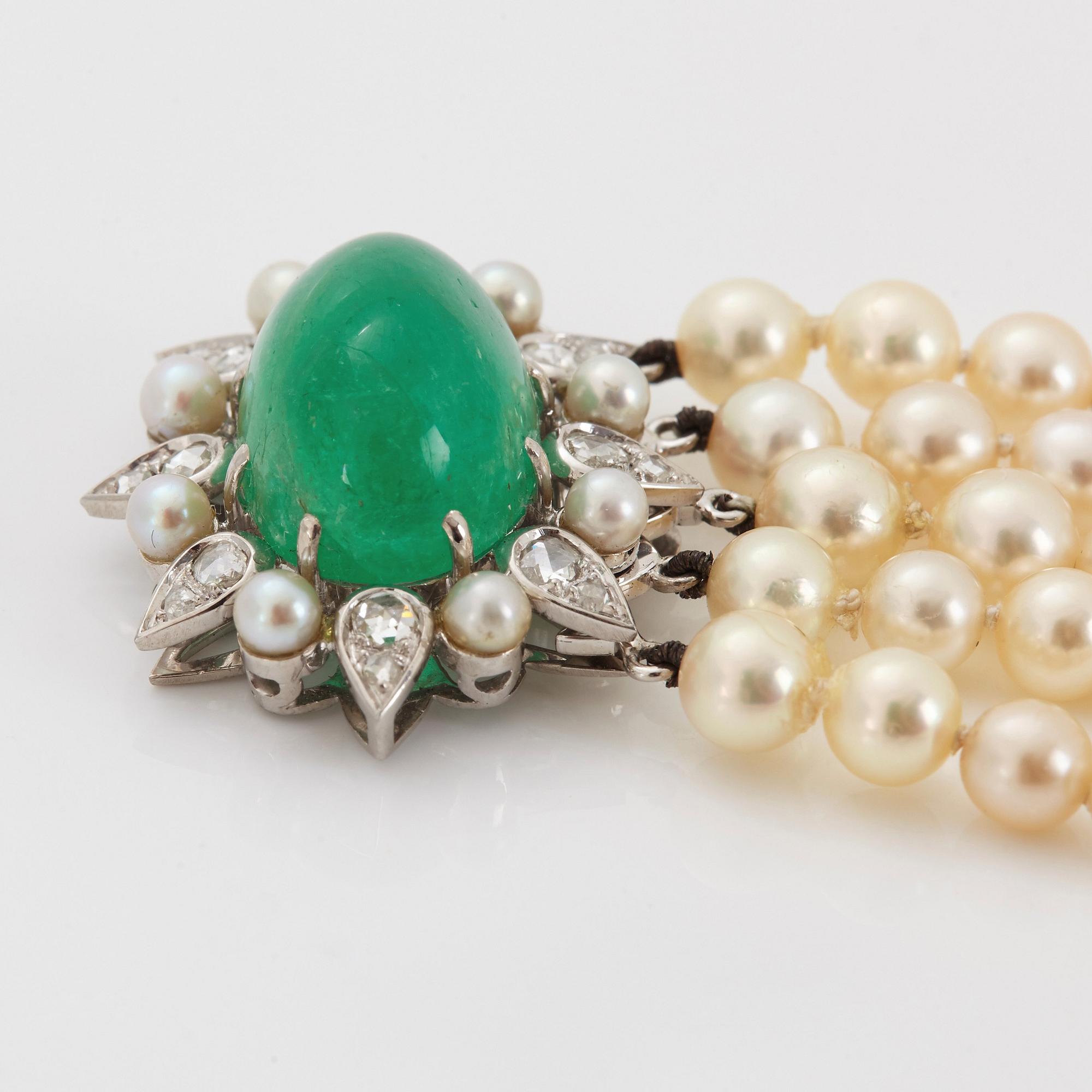 A five strand cultured pearl bracelet.
