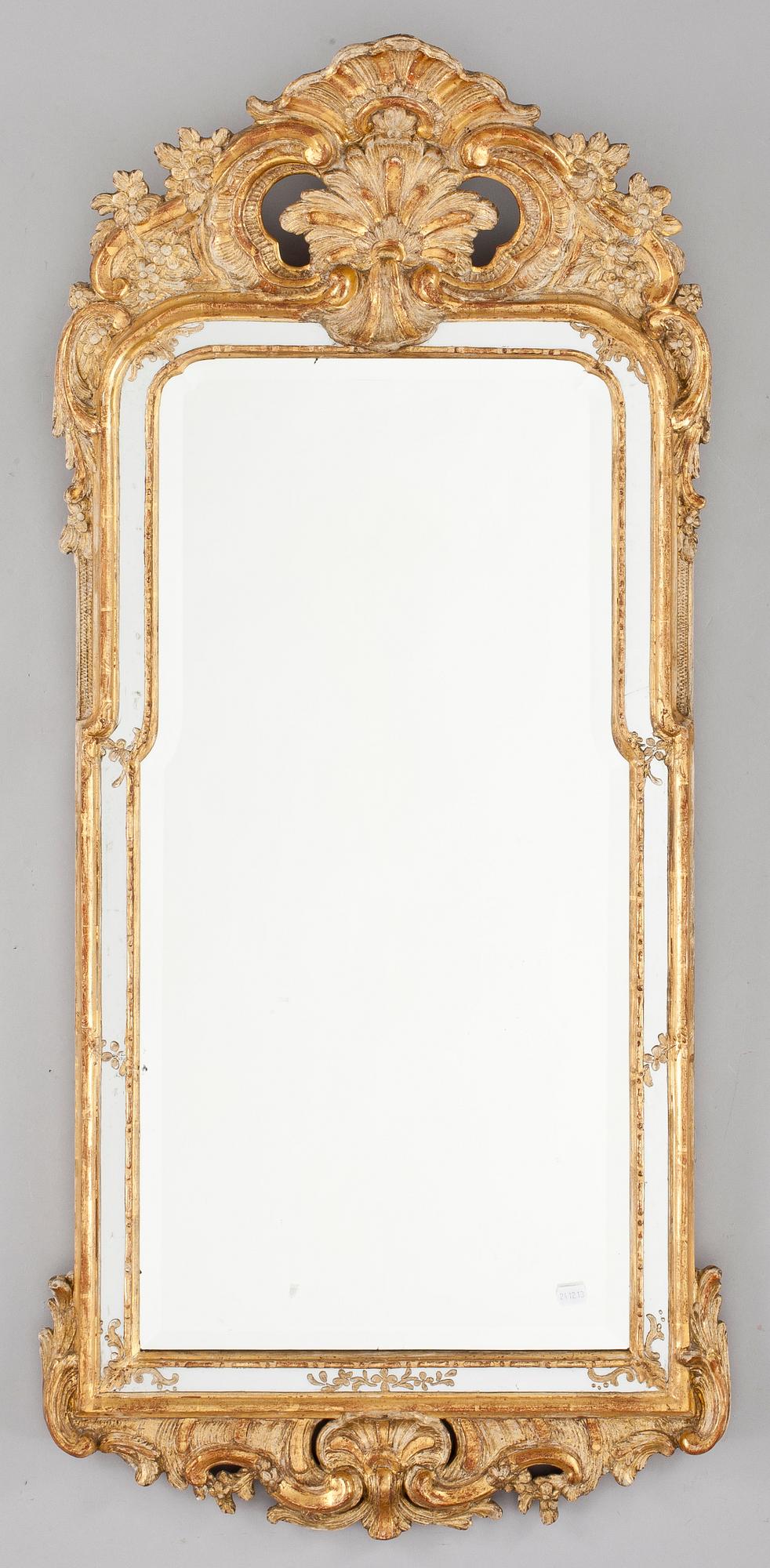 SPEGEL. Rokoko, Stockholmsarbete, 1700-talets andra hälft.