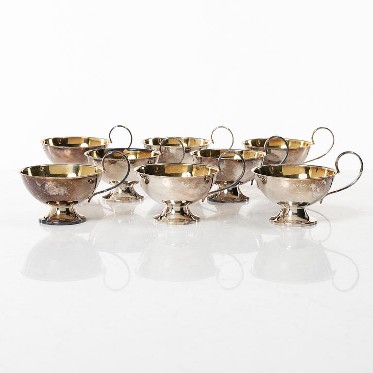 Punch mugs, 8 pcs, silver, Ceson Guldvaru Ab, Gothenburg 1978.