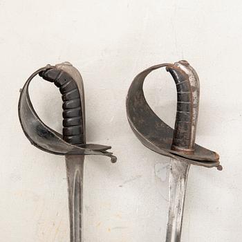 Two fencing sabres, Swedish, 1886 pattern.