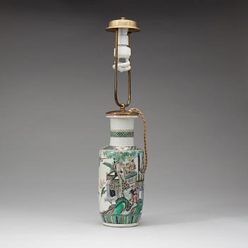 A famille verte roulau vase, Qing dynasty, 19th Century.