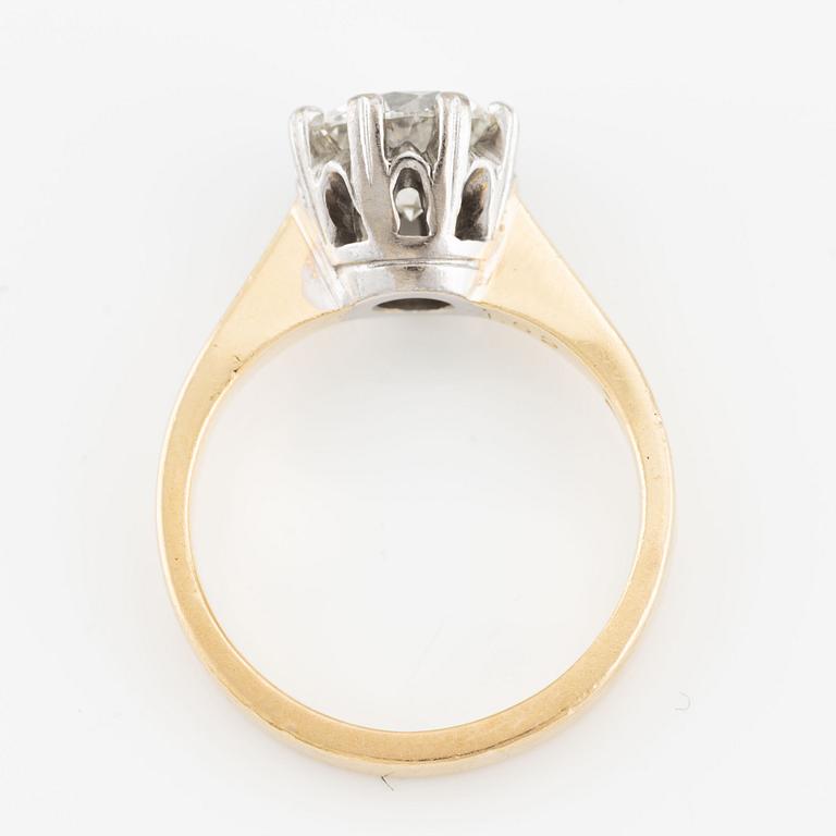 Ring, 18K gold with brilliant cut diamond, 1.52 ct.