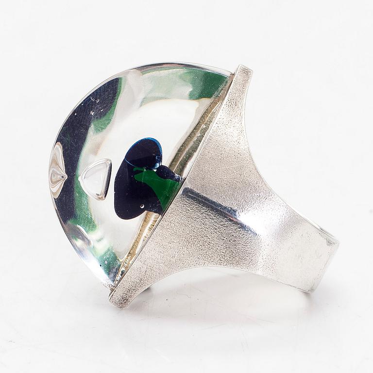 Björn Weckström, ring, 'Waterworld', sterling silver and acrylic. Lapponia.