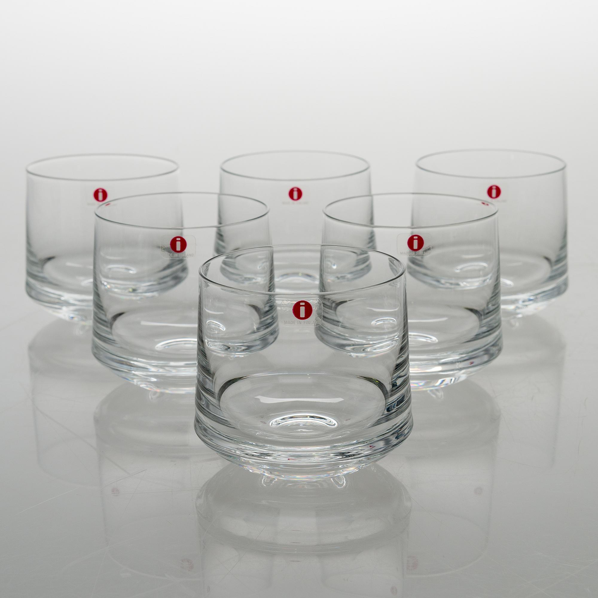 TIMO SARPANEVA, juomalaseja, 6 kpl, "Milano" 2042,  Iittala.