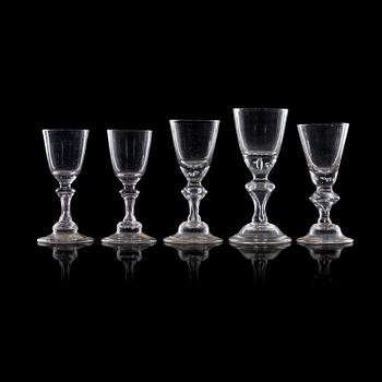 1325. Five German glass goblets, 18th Century.