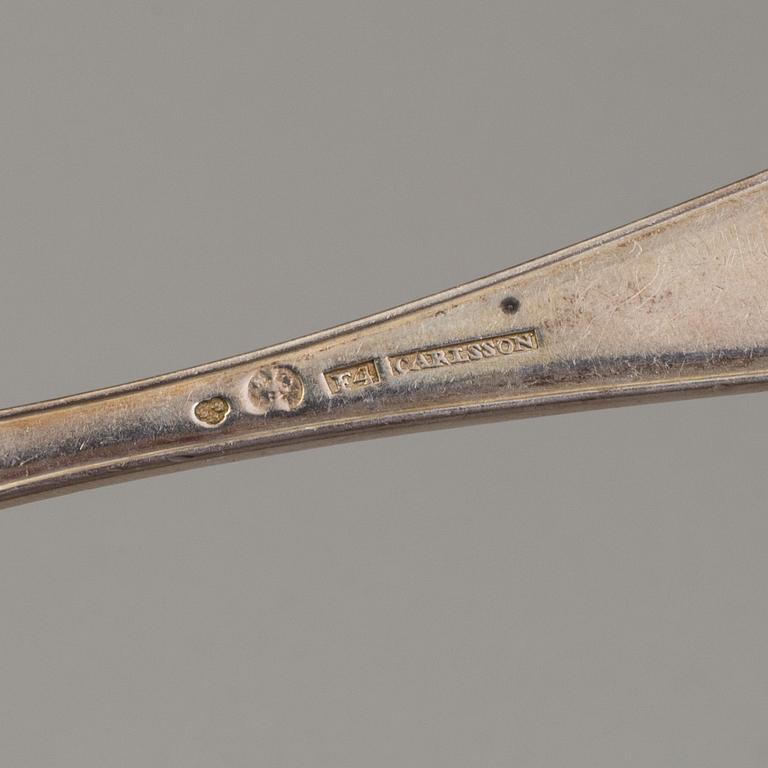 A set of six Swedish 19th century silver dinner-spoons, mark of Johan Carlssons widow, Norrkoping 1836.