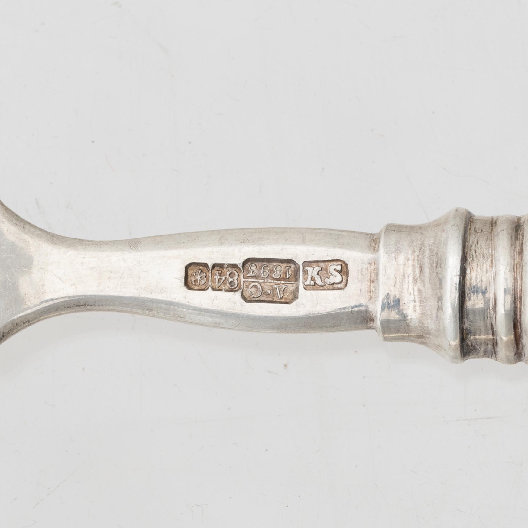 Cutlery set, 88 pieces, silver, mostly Russia, Estonia, including mark of Pawel Akimow Owtschinnikow, Moscow 1874.