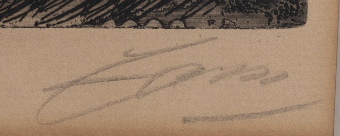 Anders Zorn, a signed etching from 1909.