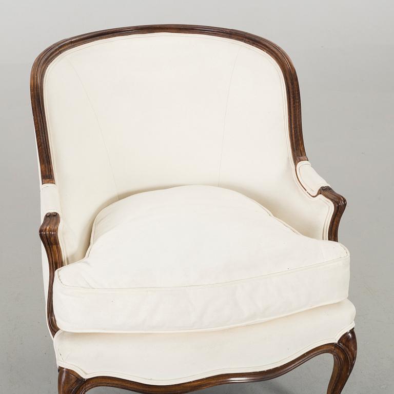 BERGÈRE/FÅTÖLJ Louis XV-stil 18/1900-tal.