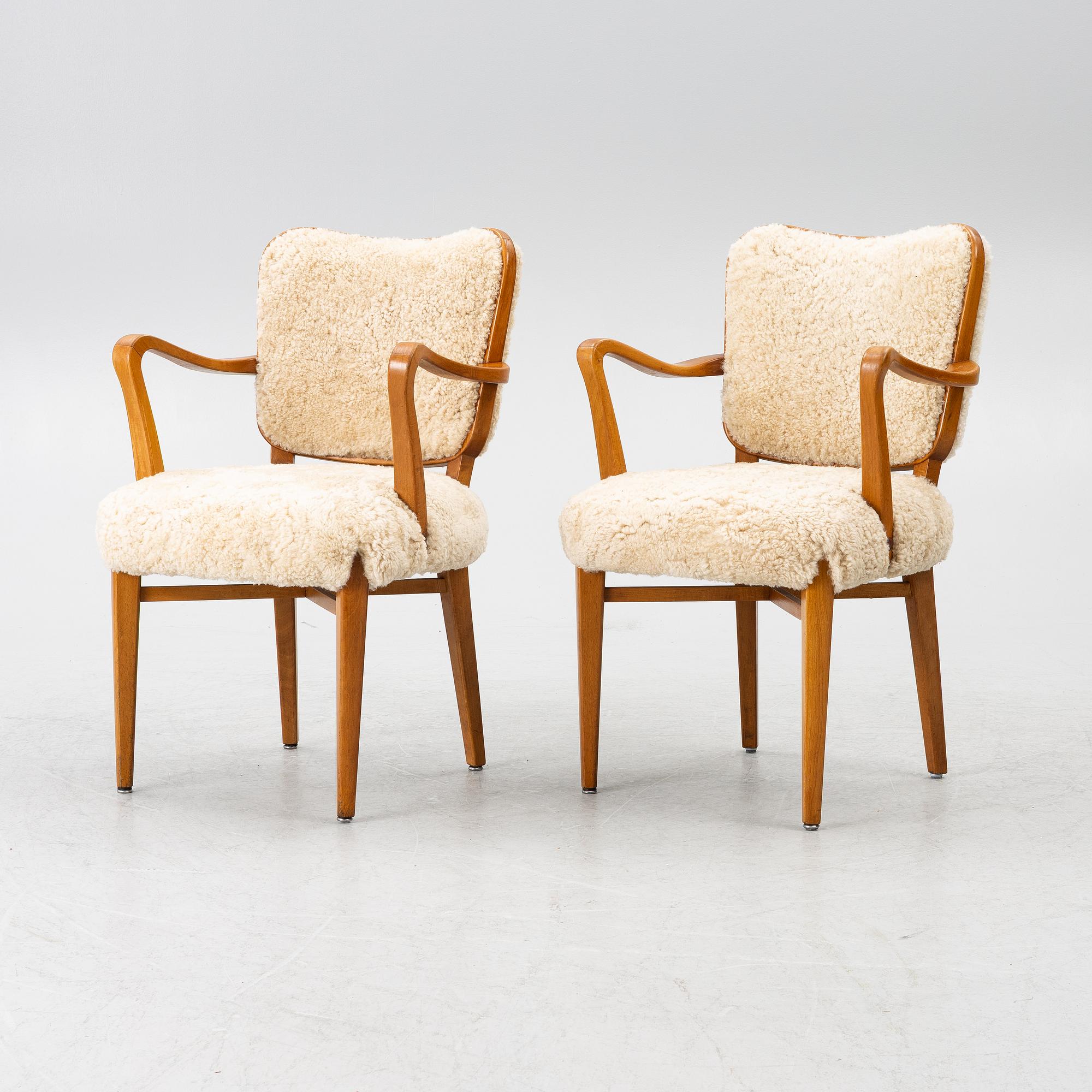 Karmstolar, ett par, Swedish Modern, Westberg, Tranås, 1940/50-tal.