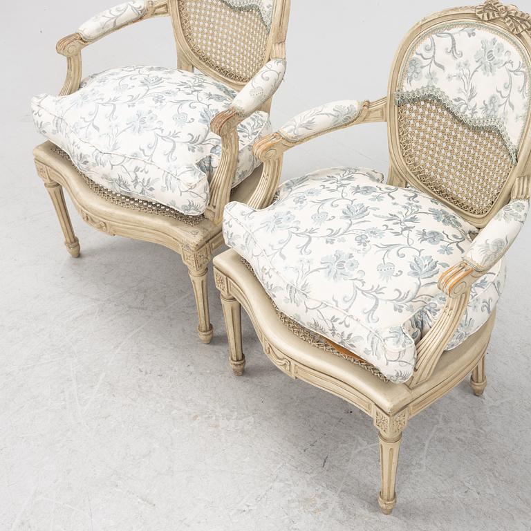 A pair of French Louis XVI-style chairs, 19th Century.
