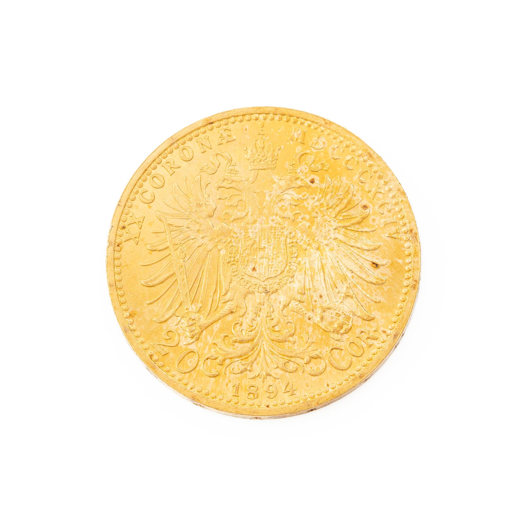 Guldmynt, Österrike-Ungern, 20 Corona, 1894.