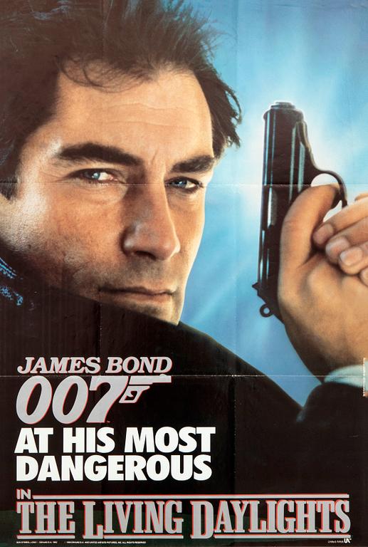 Filmaffisch James Bond " The Living Daylights (Iskallt uppdrag)", 1987 Amerikansk förstautgåva.