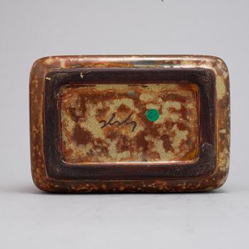 Hans Hedberg, a glazed ceramic lidded box, Biot, France, signed Hbg.