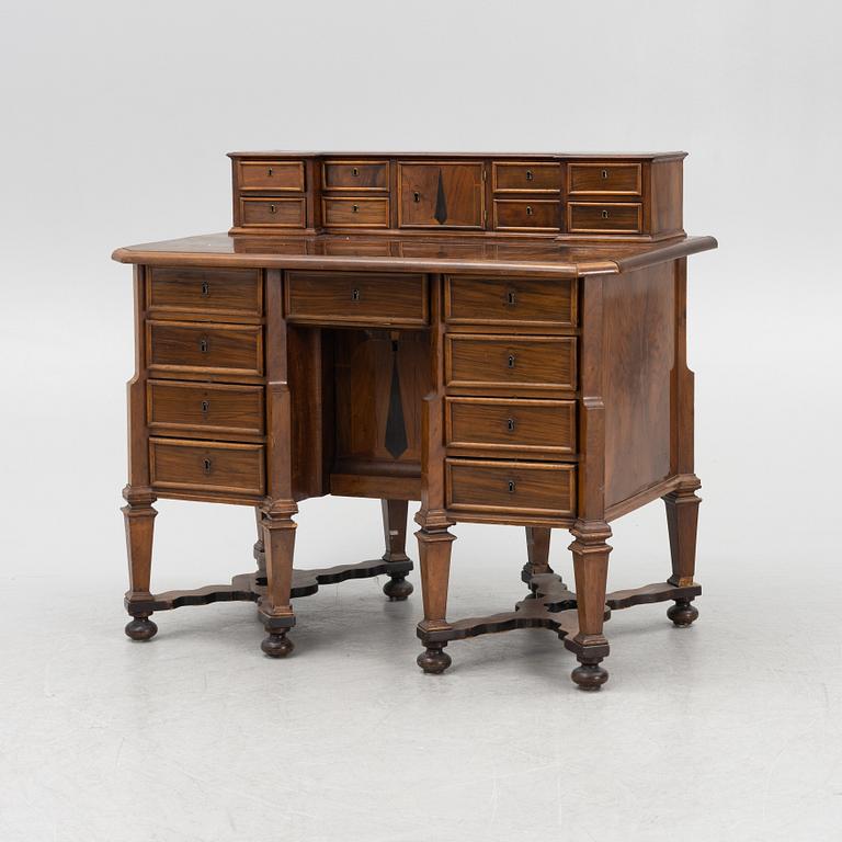 A late Baroque parquetry 'kneehole' desk, Stockholm, first part of the 18th century.