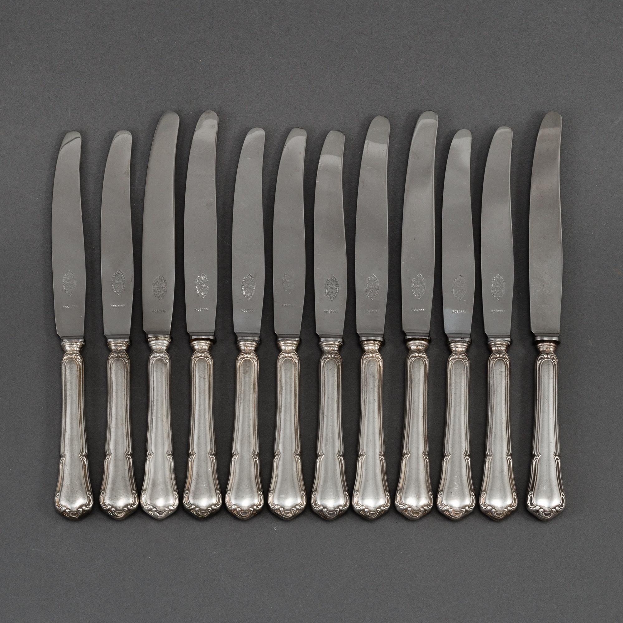 K. ANDERSSON, 12 silver knives, model 'Barock,' Stockholm.