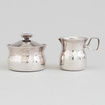 A silver sugar bowl and creamer by Eric Löfman for MGAB, Upsala, 1973.