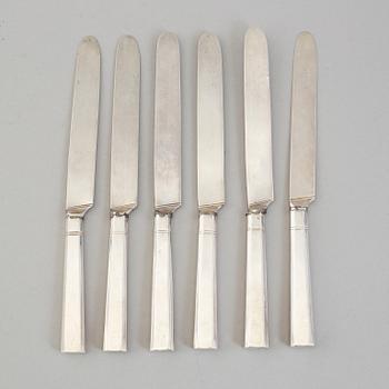 CARL FREDRIK BLOM, six silver knives, Stockholm, probably 1820.