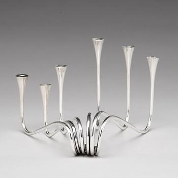 Ibi Trier Mørch, kandelaber "Bølgeslag", för Firma A. Michelsen, Danmark 1951, sterling.