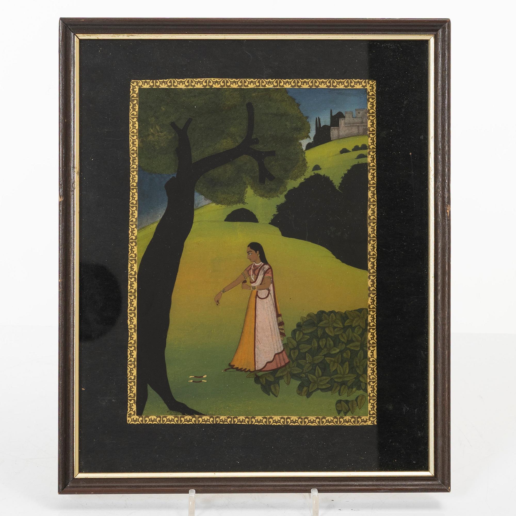 Oidentifierad konstnär, två målningar, Indien, 1900-tal.