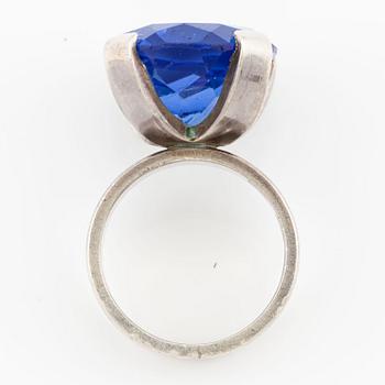 Ring, Jarl Sandin, silver with blue synthetic stone.