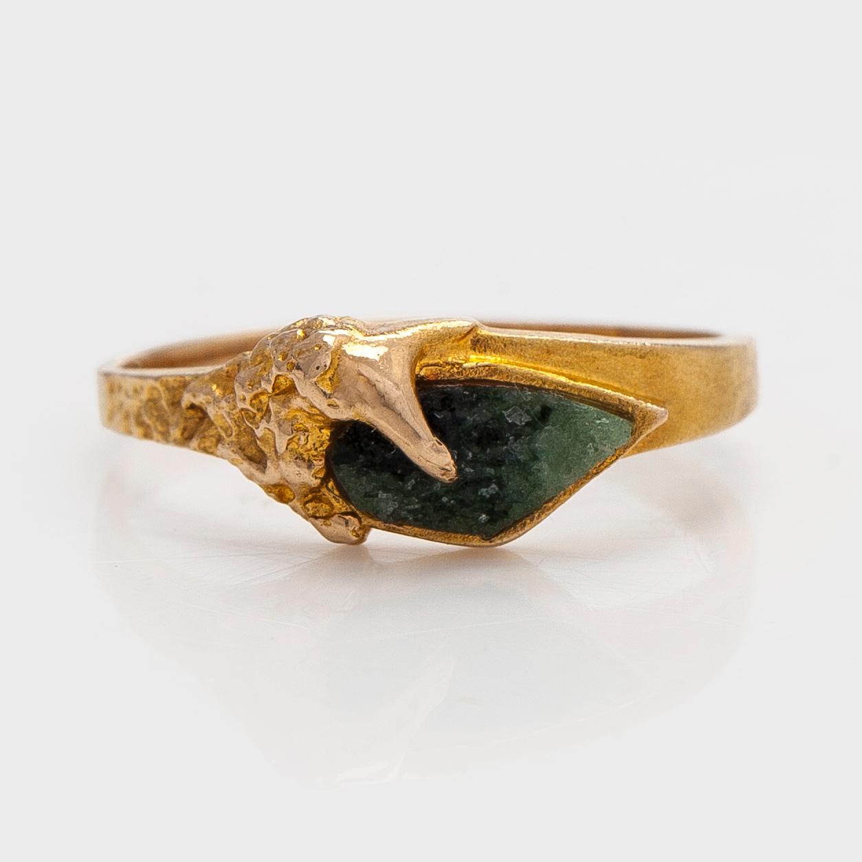 Björn Weckström, Ring "Galateia", 14K guld, zoisit. Lapponia 1978.