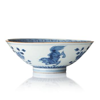 792. A blue and white bowl, Qing dynasty, 18th Century.