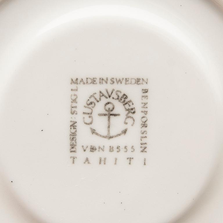 Stig Lindberg, Coffee cups with saucers, 12 pcs, + 2 saucers, "Tahiti", Gustavsberg, 1970s.