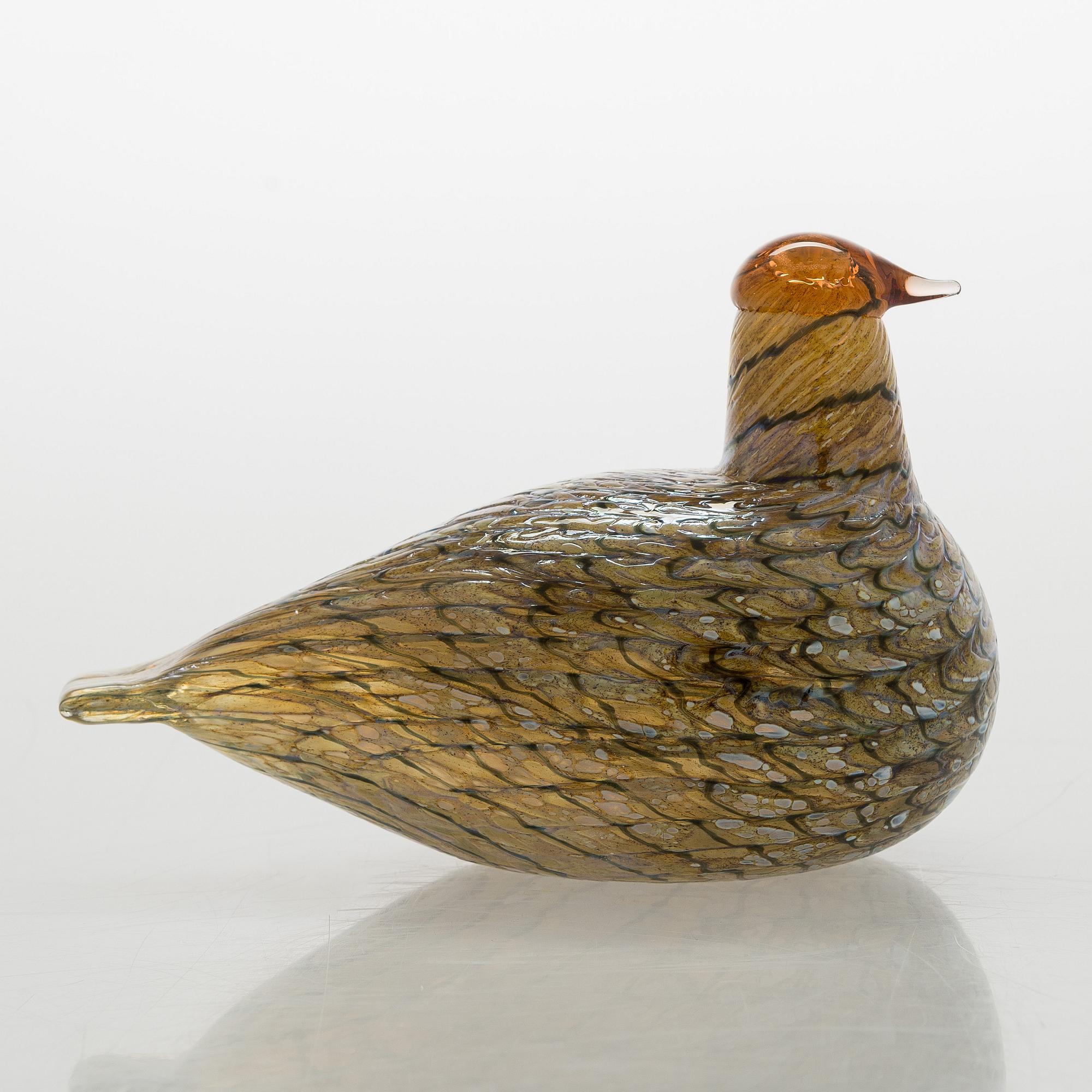 Oiva Toikka, a 'Summer Grouse' glass bird, signed O. Toikka Nuutajärvi.