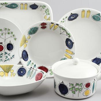 SERVISDELAR, 25 st, flintgods, "Picknick" och "Pomona". Marianne Westman, Rörstrand, 1900-talets andra hälft.