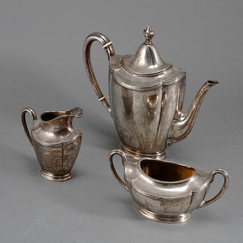 KAFFESERVIS, silver, svenska importstämplar, 1900-talets första hälft, vikt 916 g.