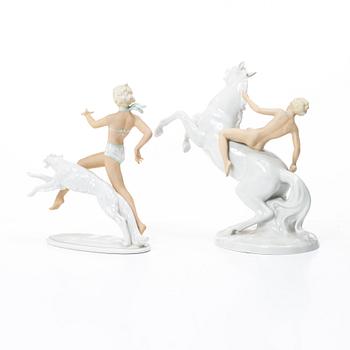 Figurines, 6 pieces, porcelain, including Schaubach Kunst, 20th century.