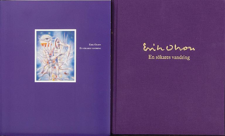 ERIK OLSON, a folder with three colour lithographs, a book and a catalogue, signed  and numbered 15/300 1977.