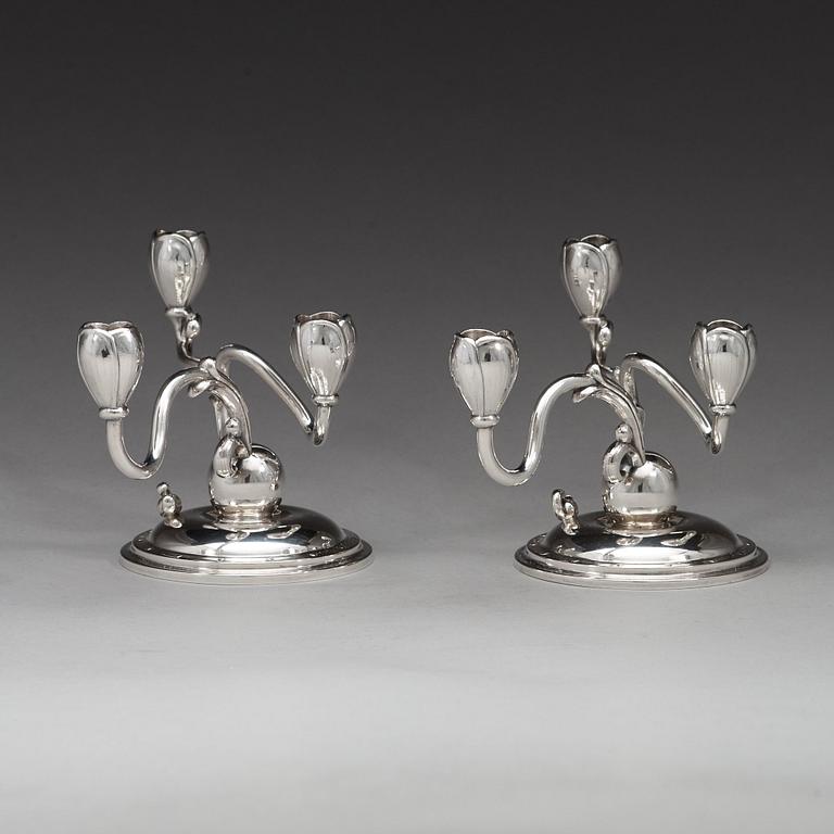 A pair of W.A. Bolin silver candlesticks, Stockholm 1934.