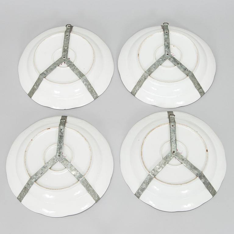 Four 18th-century porcelain dishes, Imperial porcelain manufactory, period of Empress Elisabeth I, Saint Petersburg.
