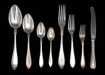 BESTICK, 35 st, silver, modell Svensk spets, GAB och CGH, 1900-tal. Tot vikt ca 1010g.