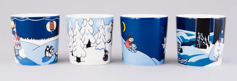 MOOMIN-MUGS, 11 pcs, porcelain, 'Winter season mugs', Moomin Characters, Arabia 2007-2017.