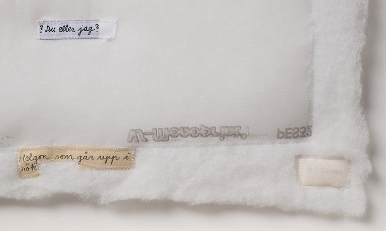 MARIE-LOUISE EKMAN, blandteknik/collage med gouache, hår etc. Stämpelsignerad M.L Ekman.