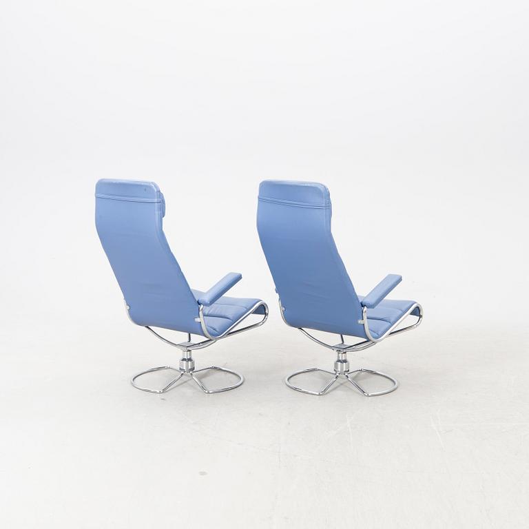 Bruno Mathsson, a pair of "Minister" swivel armchairs, Mathsson International, designed in 1986.
