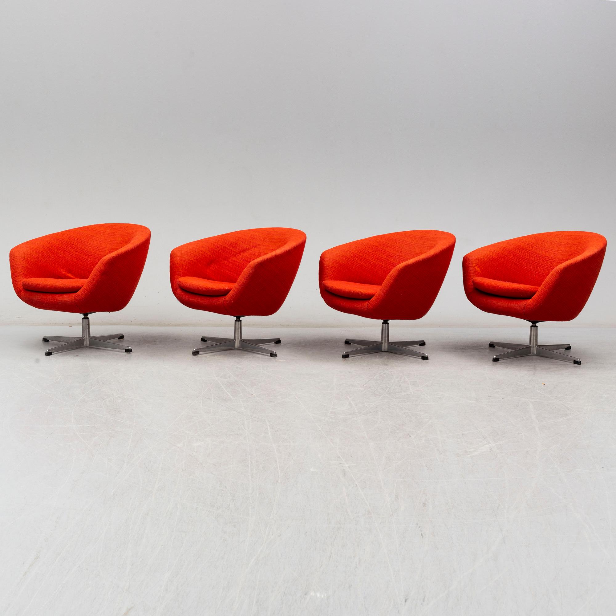 FÅTÖLJER, 4 st, 1960-/70-tal.