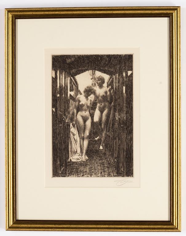 Anders Zorn, etching, 1914, signed in pencil.