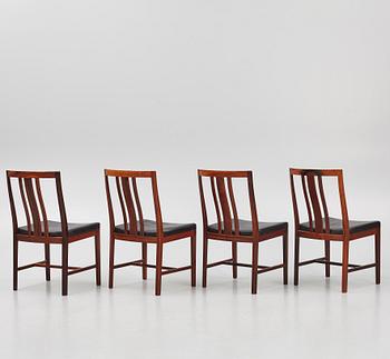 Bertil Fridhagen, a rosewood-veneered dining table with four chairs, BOdsfors, Sweden, 1960's.